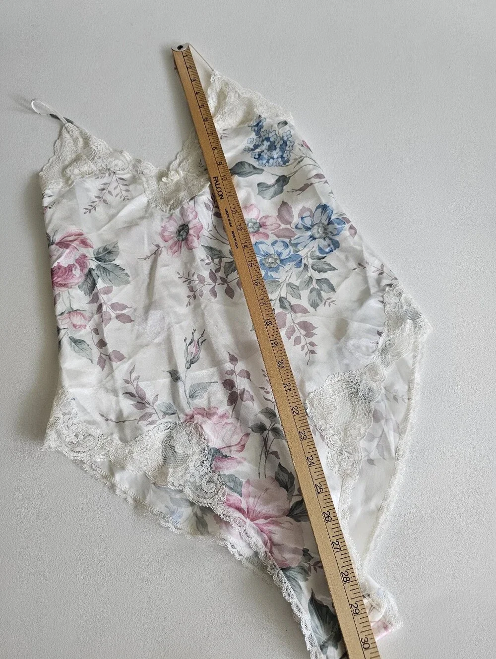Vintage 80's Delicates Floral Satin Teddy Bodysuit Lace Lingerie Romper S
